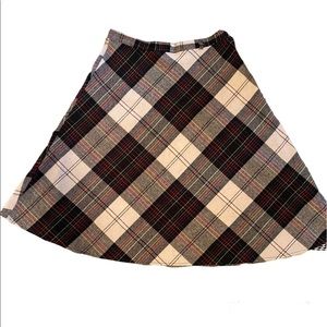 Vintage Plaid Wool Blend Skirt.